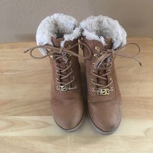 MK quater high tan boots